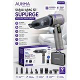 Azurtech Auhma Ahv-41 Şarjlı Araç Içi Süpürge 20000PA 100W LCD Ekranlı Kablosuz El Süpürgesi (Eva Çantalı, Çok Aparatlı) - Sarı