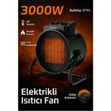 Azurtech Auhma Elektrikli Isıtıcı Fan Gri | 3000W Hızlı Isınma, 3 Kademeli Ayar, Sessiz Ptc Isıtma Teknolojis - Yeşil