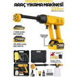 Azurtech Auhma Kablosuz Basınçlı Araç Yıkama Makinesi 335 Psı – Fırçasız Motor, 7500/30000 Mah Batarya, Taşınabilir Yıkama Tabancası Seti - Sarı