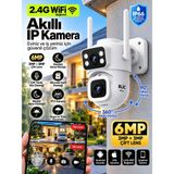 Azurtech Blic BLM-112 6mp Çift Lensli Wifi Ptz Akıllı Ip Kamera LED Işıklı Full Hd Gece Görüşlü - Beyaz
