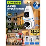 Azurtech Blic Blm-80 4mp Çift Lensli 2.4g Wifi Akıllı Ampul Kamera 355° Görüş Açılı Full Hd - Beyaz