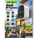 Azurtech Blic Blm-92 4mp Full Hd Wifi Ip Kamera 4000MAH Gece Görüşlü Kablosuz Güvenlik Kamerası - Beyaz