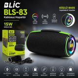 Azurtech Blıc Bls-83 Bluetooth Hoparlör 15W Taşınabilir Kablosuz Speaker Rgb LED Işıklı Tws USB Tf Kart Destekli Güçlü Bass - Siyah