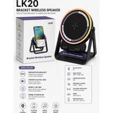 Azurtech Bluetooth 5.1 Kablosuz Hoparlör ve 15W Qi Kablosuz Şarj Standı | Rgb LED Işıklı Telefon Standı | Type-C Şarj Girişli - Çok Renkli