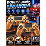 Azurtech Doubleshock 4 Kablosuz Titreşimli Oyun Kolu 2 Adet – Ps4 / , Çift Motorlu, Ergonomik Tasarım - Rose Gold