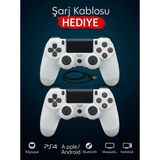 Azurtech Doubleshock 4 Kablosuz Titreşimli Oyun Kolu 2 Adet – Ps4 / Pc Uyumlu, Çift Motorlu, Ergonomik Tasarım - Beyaz