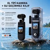 Azurtech El Tipi Aksiyon Kamerası + 30 Metre Su Geçirmez Kılıf | Gimbal Destekli Mini Vlog Kamerası - Siyah