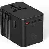 Azurtech Evrensel Eu Us Au Uk Priz Fiş Çevirici Dönüştürücü Seyahat Adaptörü 45W 2x USB 3x Type-C Port Çıkışı - Siyah