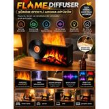 Azurtech Flame Diffuser Şömine Efektli Aroma Difüzör Hava Nemlendirici White Noise - Siyah