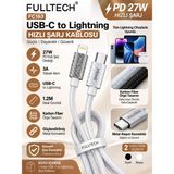 Azurtech Fulltech FC163 Usb-C To Lightning 3A 27W Pd Hızlı Şarj Kablosu 1.2 Metre Karbon Fiber Örgü - Çok Renkli