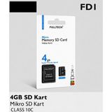 Azurtech Fulltech Micro Sd Hafıza Kartı Class 10 Yüksek Hızlı Mikro Sd Kart Adaptörlü - 4GB