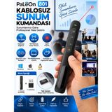 Azurtech Kablosuz Sunum Kumandası 100 Metre Menzil Lazer Pointer Powerpoint Sunum Kumandası - siyah