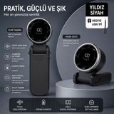 Azurtech Katlanabilir Mini El Vantilatörü – Dijital Göstergeli, Masaüstü ve Taşınabilir Kullanım, Hediye Askı Ipli - Siyah