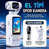 Azurtech LK-032 El Tipi Mini Gimbal Spor Kamera 1080P Hd Vlog Kamerası Döner Lensli Action Camera - Beyaz