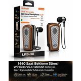 Azurtech Lkb-38 Bluetooth Kulaklık V5.4, Geri Çekilebilir Makaralı, 1440 Saat Bekleme, Hd Ses, Gürültü Engelleme - Kahverengi