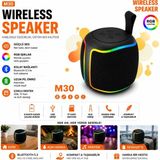 Azurtech M30 Rgb Işıklı Bluetooth 5.3 Taşınabilir Kablosuz Hoparlör | Tf Kart, USB ve Aux Destekli | Hands-Free Mikrofon | 8 Saat Pil Ömrü - Siyah