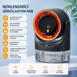 Azurtech Masaüstü Nemlendiricili Fan | 2’si 1 Arada Mini Klima Fanı, 100 Kademeli Rüzgar, Dijital Ekran, USB Şarjlı Sessiz Soğutucu - Siyah