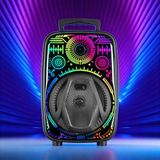 Azurtech Mikrofonlu Bluetooth Hoparlör 8 Inç Rgb Işıklı Taşınabilir Ses Sistemi - Siyah