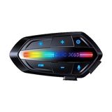 Azurtech Motorsiklet Kask Interkom Kulaklık Rgb Işıklı Bluetooth 5.3 Çift Telefon Bağlantı Kask Kulaklık - Siyah
