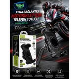 Azurtech Motosiklet Telefon Tutucu Titreşim Önleyici Ayna Bağlantılı 4.7-7.2 Inç Kilit Sistemli - Siyah