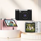Azurtech Öğrenciler Sınır Ötesi Kullanım Için Flip Ekran Ccd Sensör Selfie Kamera ile Yüksek Çözünürlüklü 4K Dijital Kamera - Pembe