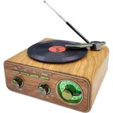 Azurtech Plak Çalar Görünümlü Retro Pikap Radyo Bluetooth Hoparlör MD-1317BT - Çok Renkli