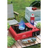 Azurtech Portatif Kamp Ocağı 2.3kw Kırmızı | Taşınabilir Tekli Gazlı Ocak | Rüzgar Geçirmez, Piknik, Kamp, Bahçe, Tekne Kullanımı Için