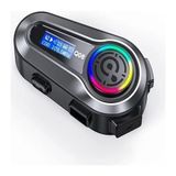 Azurtech Q008 LCD Ekran Fm Radio Eq Ses Ipx6 Su Geçirmez Rgb Işıklı Bluetooth Motosiklet Kask Kulaklığı Interkom - Siyah
