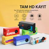 Azurtech Retro Mini Anahtarlık Kamera Taşınabilir Vlog Kamerası - 0.96” IPS Ekran, Döngüsel Kayıt, Tf Kart Destekli - Kırmızı