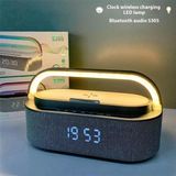 Azurtech Rgb Işıklı Bluetooth Hoparlör Kablosuz Şarjlı Dijital Saat Alarm Özellikli Masaüstü Speaker - Gri