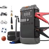 Azurtech Şarjlı 12.000 Mah Taşınabilir Çantalı Araç Akü Şarj Takviyeli Işıklı Hava Kompresörü 4'ü 1 Arada Powerbank, Jump Starter - siyah