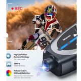 Azurtech T Q29 Motosiklet Kask Bluetooth Kulaklık Eşleşmeli 1080P Kamera Geniş Açı Su Geçirmez Intercom - Siyah