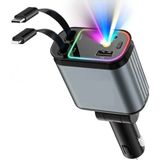 Azurtech USB C Type-C Araç Şarj Aleti, 4'ü 1 Arada Hızlı Şarj Araç 66W Araç USB Çakmaklık Şarj Cihazı - Gri