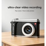 Azurtech Yeni 2.4 Inç IPS Ekran Çift Lensli Ccd Çocuk Kamerası Kapaklı 1080P 720P 48MP Vlog Çekimi Kayıt Retro Kamera - Siyah