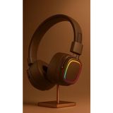 Azurtech Yeni Nesil Rgb LED Işıklı Kulak Üstü Kablosuz Bluetooth Kulaklık - Kahverengi