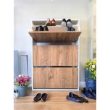 Azzuri Furniture Azzuri Aylin Düşer 3 Kapaklı 6 Gözlü Beyaz Duvara Monte Edilebilir Ayakkabılık - Atlantik Çam - Beyaz