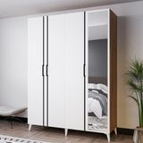 Azzuri Furniture Azzuri Mezzo 140 cm 4 Kapaklı Aynalı Genç Odası Dolabı-Gardırop-Dolap Beyaz AZR14045