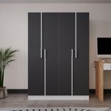 Azzuri Furniture Piyano 4 Kapaklı Dolap Genç Odası-Çocuk Odası Gardırop Antrasit-Beyaz