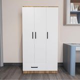 Azzuri Furniture Trio 3 Kapaklı 1 Çekmeceli Elbise Dolabı Gardırop Genç Odası Çocuk Odası Atlantik Çam-Beyaz