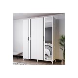 AZZURİ MEZZO 140 cm 4 Kapaklı Aynalı Genç Odası Dolabı-Gardırop-Dolap Beyaz AZR14047