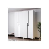 AZZURİ MEZZO 140 cm 4 Kapaklı Genç Odası Dolabı-Gardırop-Dolap Beyaz AZR14090