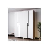 AZZURİ MEZZO 140 cm 4 Kapaklı Genç Odası Dolabı-Gardırop-Dolap Meşe Beyaz AZR14090