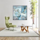 Azzurro Yağlı Boya Dokulu Tablo 100X100 Gold Çerçeveli