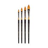B-100 Premium 4 Adet. Orijinal Altın 9930 Serisi Oval Çiçekli Petal Fırça Seti, Akrilik, Yağ, Boya, Kısa Saplı, 4 Fırça Için Sentetik Altın Taklon Boyutlar: 2, 6, 8, 10 - Standart