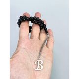 B harfli 925 ayar gümüş püskül, harf ve ayraçlı oltu tesbih (tilki kuyruğu zincir)