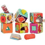 B.toys Alfabe Blok Seti, 6 Ay - 3 Yaş, 6 Yumuşak Küp, 5 Çıngırak Parça - Çok Renkli