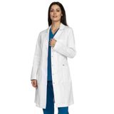 B-well Valeria kadın doktor önlüğü beyaz – Tıbbi laboratuvar önlüğü, ters yakalı, uzun kollu, 3 cepli, gizli çıtçıtlı şerit – bakım ve klinik iş kıyafeti, Beyaz, 4XL