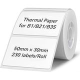 B1/B21/B3S Etikel Yazıcı Için Etiketler, 2" x 1.2" (50×30 Mm) Su Geçirmez Etiket Kağıdı Nakl - Standart