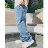 B2 Denim Baggy Jeans, Likrasız Kot Kumaş, Bol Kalıp, Geniş Paça, Yüksek Bel, Palazzo Stil Kadın Pantolon