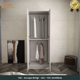 B3 Concept 2 Kapaklı Gardırop Askılı Demonte Elbise Dolabı Bej - Kum Beji